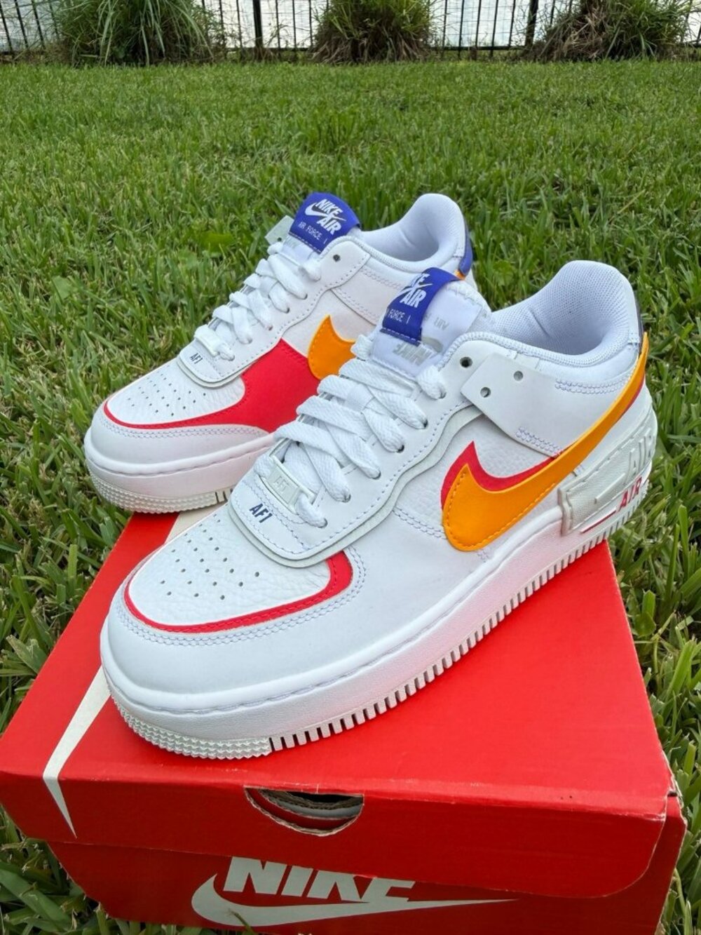 6.5 WOMEN'S Nike Air Force 1 AF1 SHADOW WHITE MULTICOLOR DZ1847-100 SNEAKERS